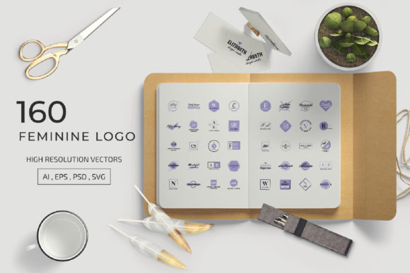 160 Feminine Logo Set for Graphics & Logos