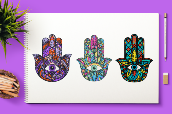 Bright Hamsa Hands Cliparts Set: Graphics for Creative Selling
