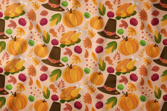 Cartoon Thanksgiving Seamless Pattern
