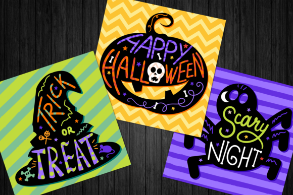 Happy Halloween Lettering Illustrations