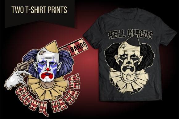 Sad Clown from Hell Circus Halloween Graphics