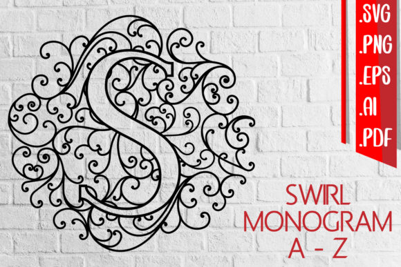 Swirl Monogram a-Z Svg Eps Ai Png
