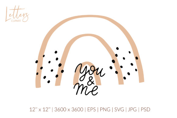 You and Me Svg, Boho Rainbow Svg
